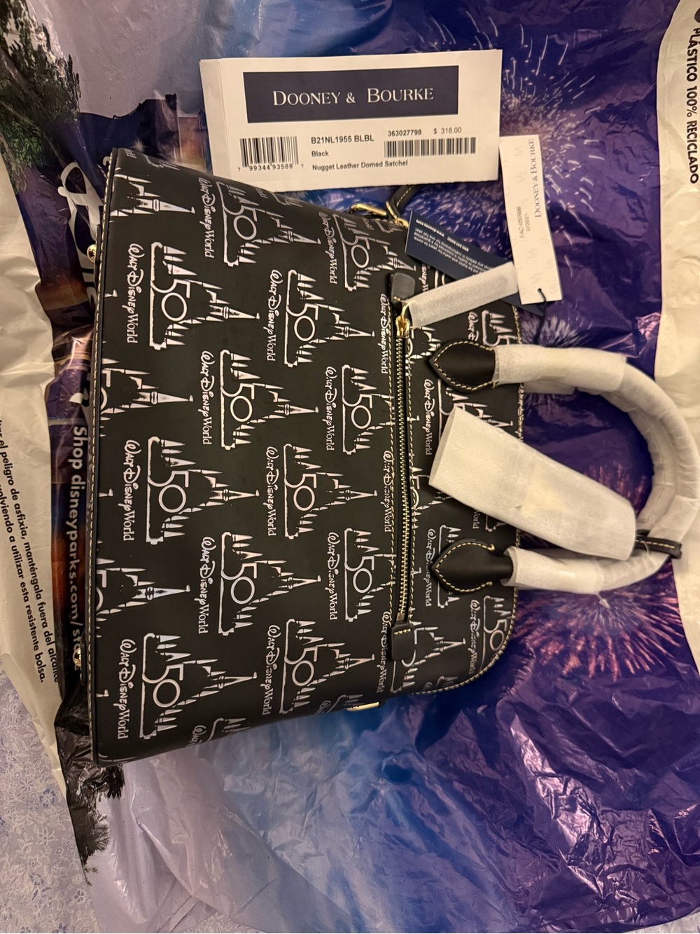 Dooney & Bourke Black 50th Anniversary Disney Print Satchel